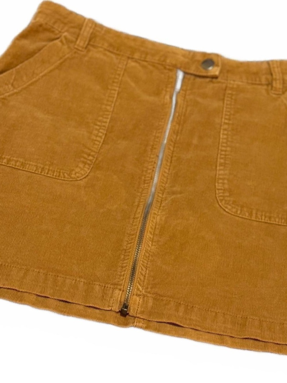 BP. Brown Corduroy Front Zip Mini Skirt Size Medium Y2K Utility Pockets